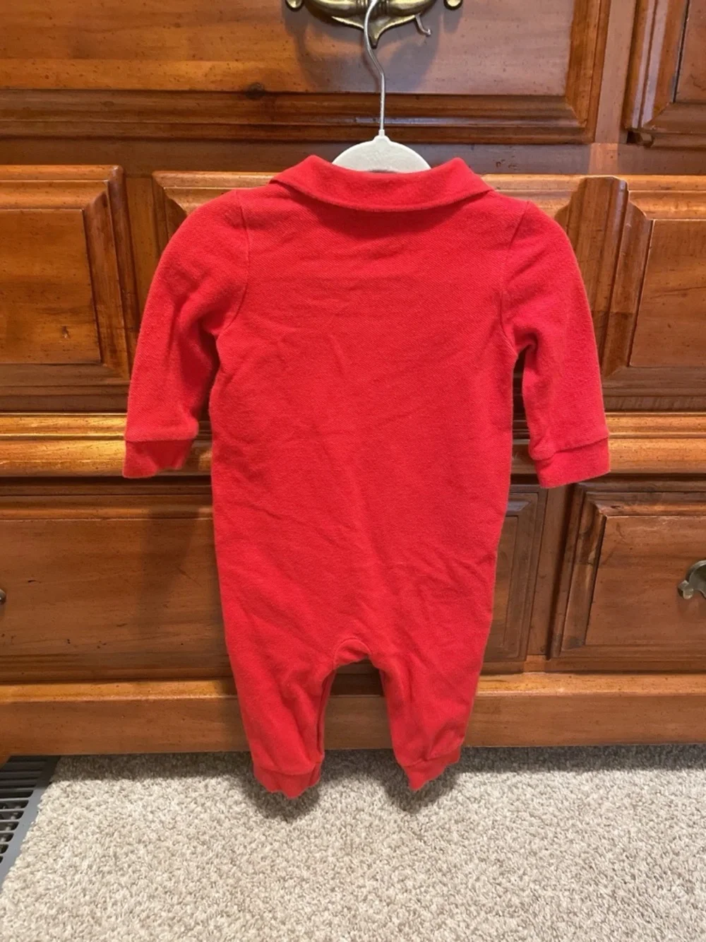 Ralph Lauren Bright Red Polo Footie One-Piece